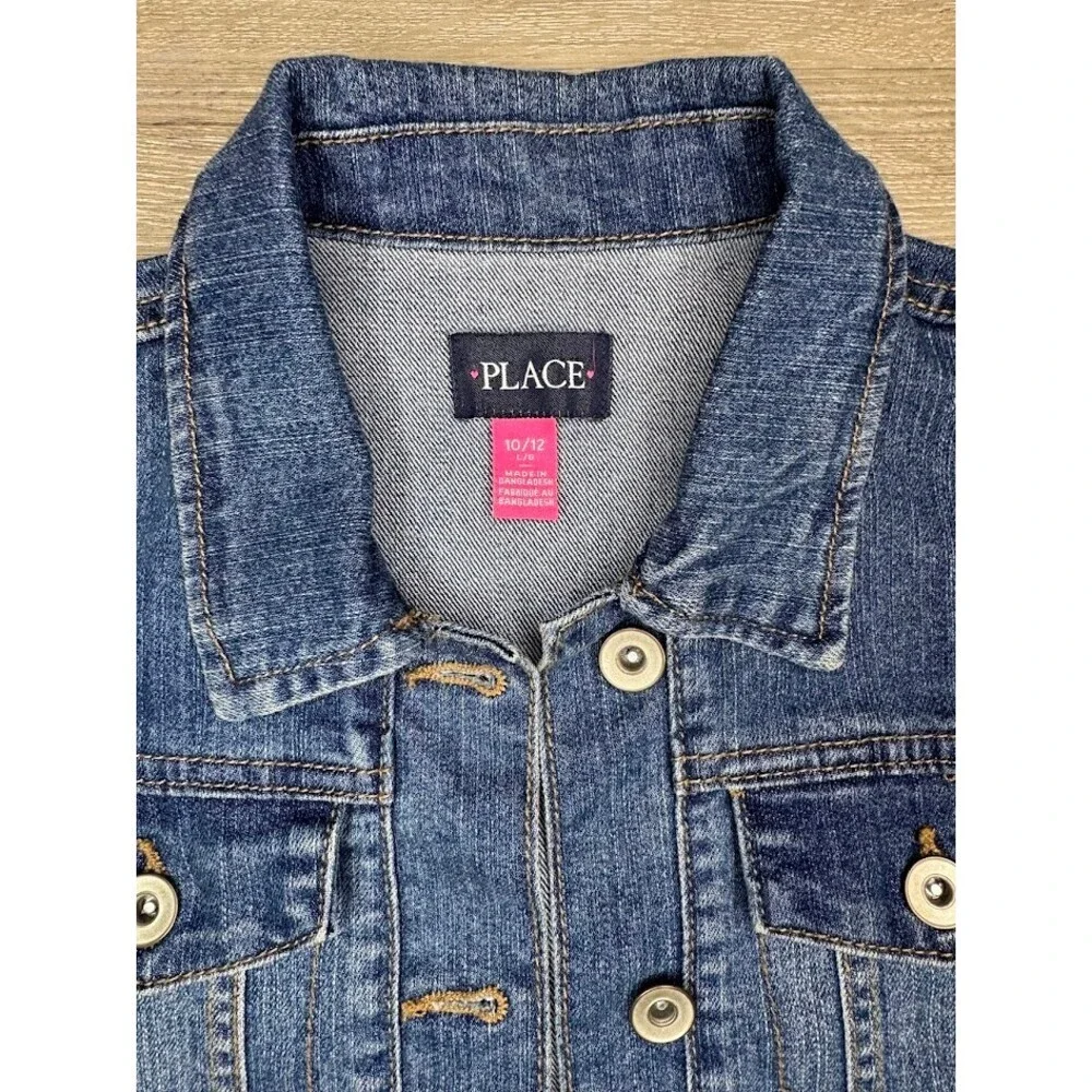 Kids Denim Jacket Blue Jean Button Front Trucker Coat 10/12